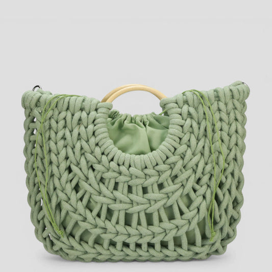 Mintová macramé kabelka/košík
