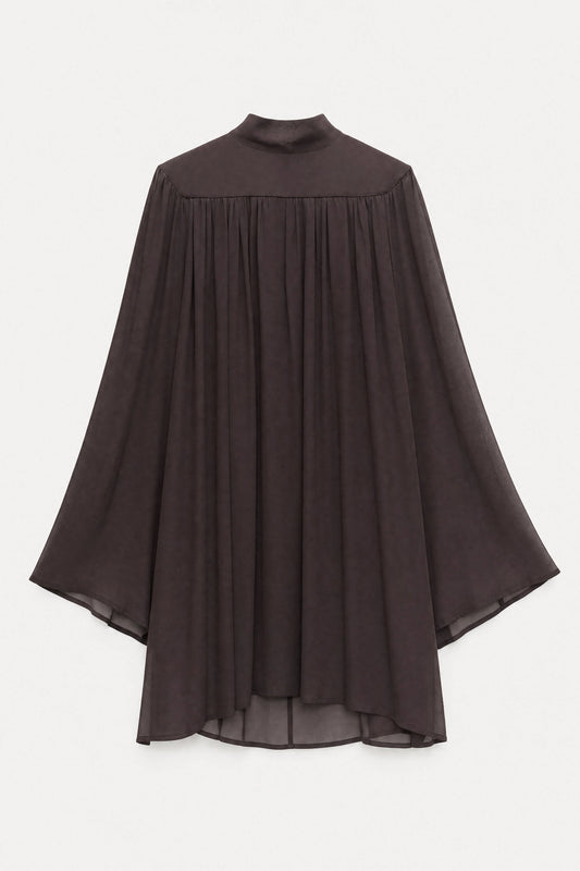 Hnědé viskózové boho minišaty
