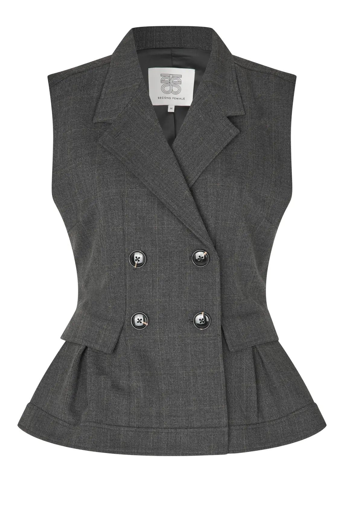 Šedá kostovaná peplum vesta