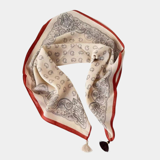Vzorovaný šátek s oranžovým pruhem
