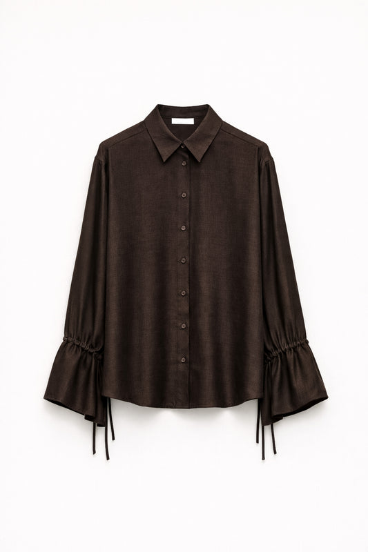 Hnědá lněná košile