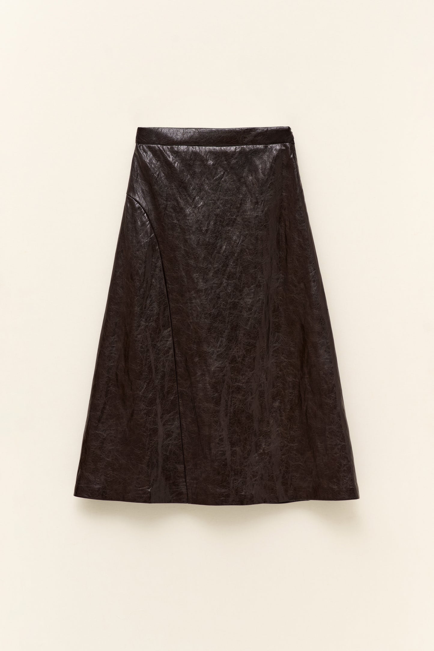 Hnědo-vínová sukně z eko kůže