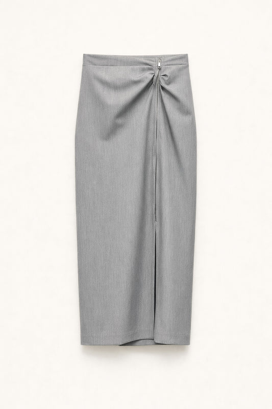 Šedá midi sukně