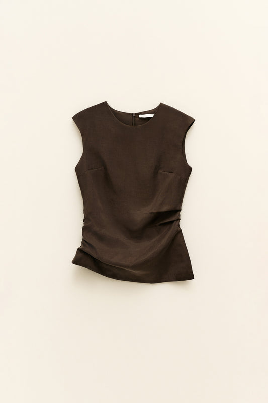 Hnědý top s řasením