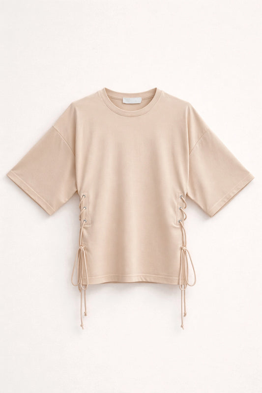 Béžový top na zavazování