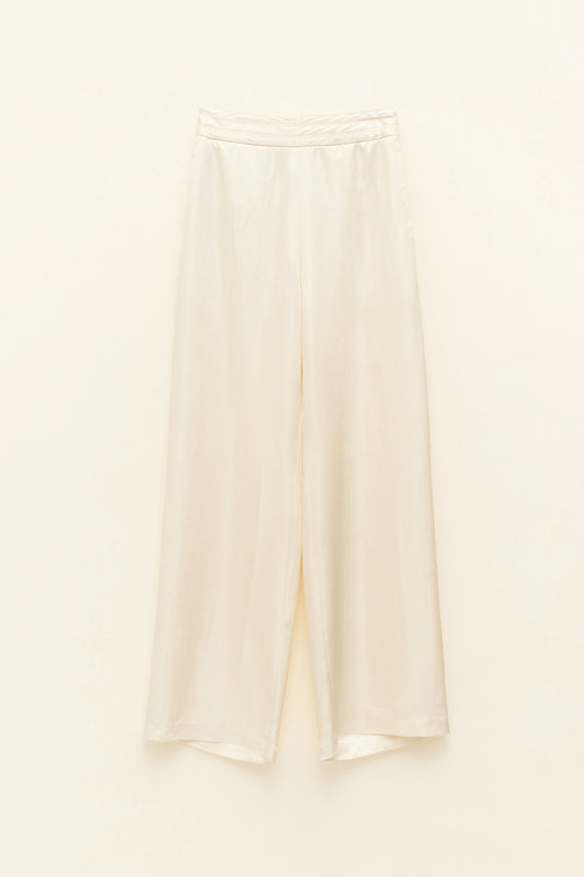 Krémové kalhoty ze 100% acetato