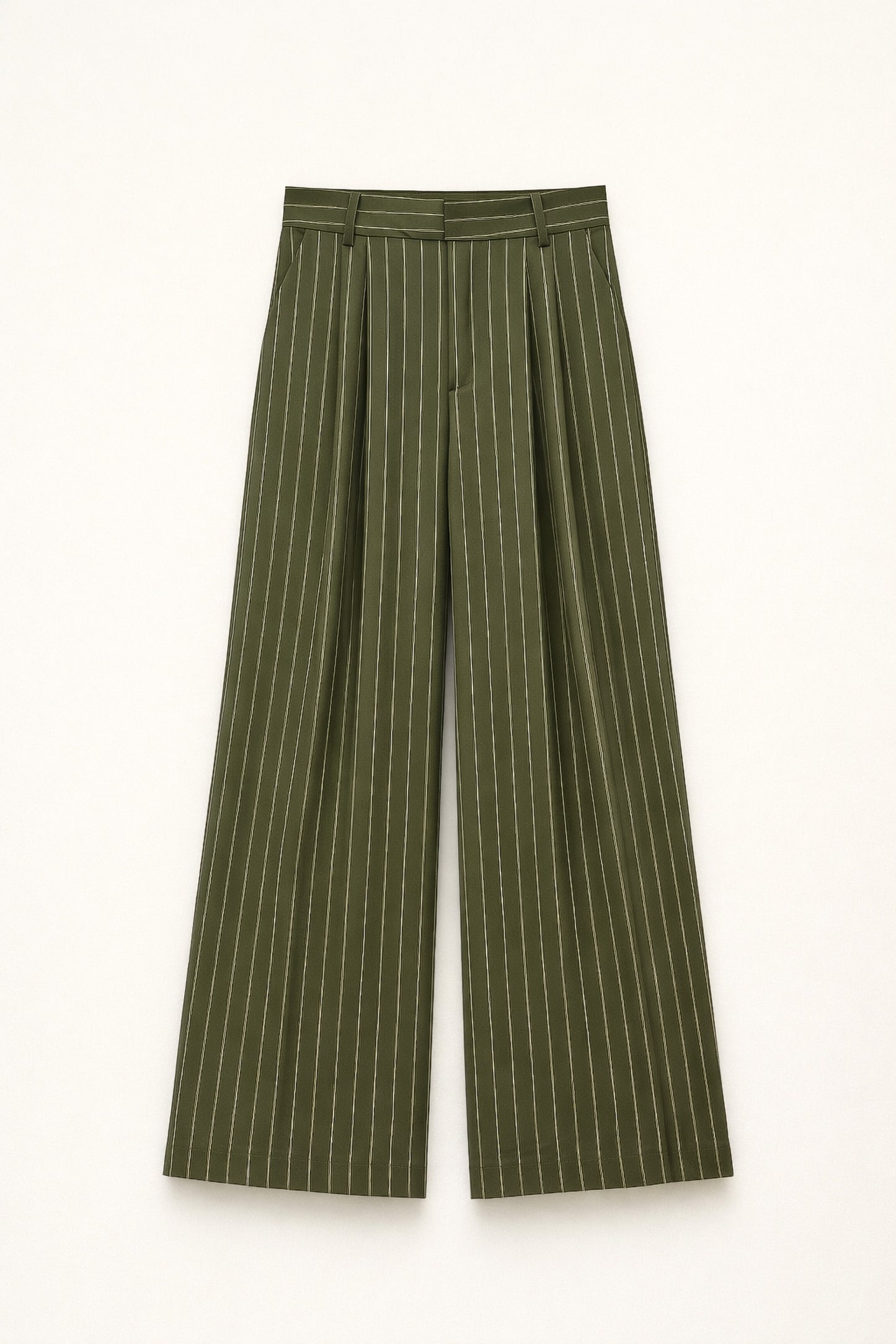 Zelené pruhované kalhoty