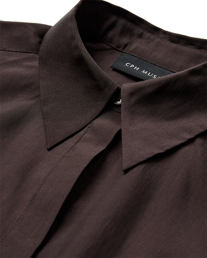 Hnědá košile s krátkými širokými rukávy